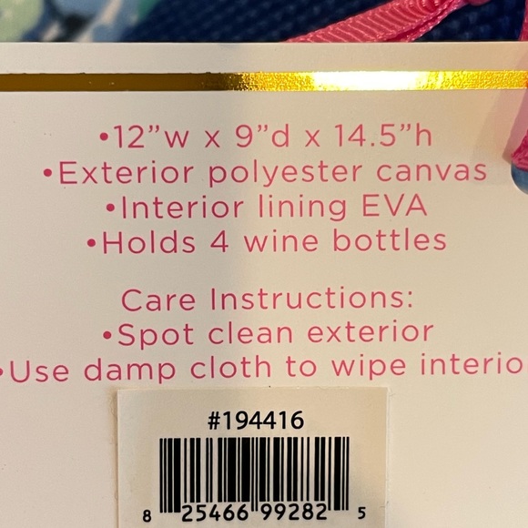 Lilly Pulitzer Wine Carrier Blue Soft Cooler High Maintenance Tailgate Beach NWT - Picture 7 of 7